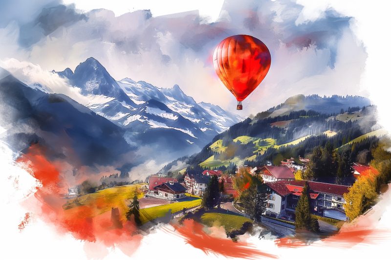 Das Alpenpanorama aus dem Heissluftballon
